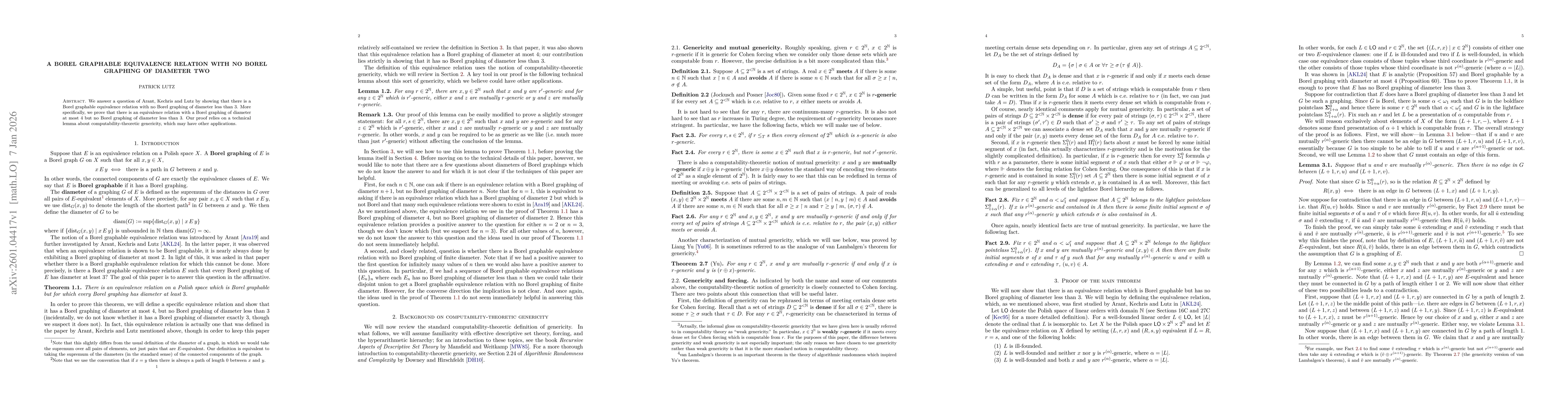 Thumbnail for A Borel graphable equivalence relation with no Borel graphing of diameter two