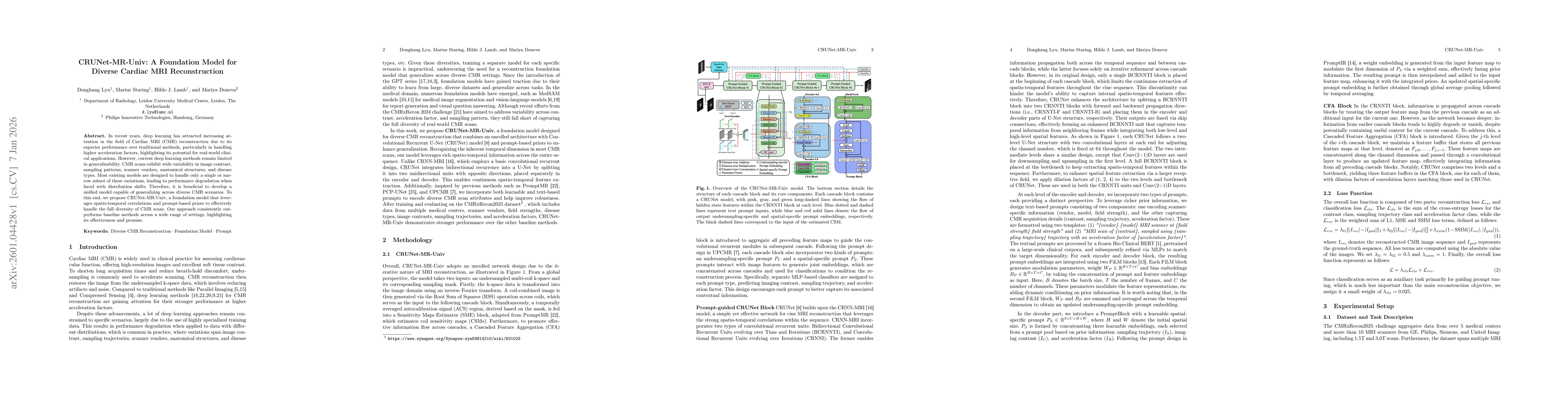 Thumbnail for CRUNet-MR-Univ: A Foundation Model for Diverse Cardiac MRI Reconstruction