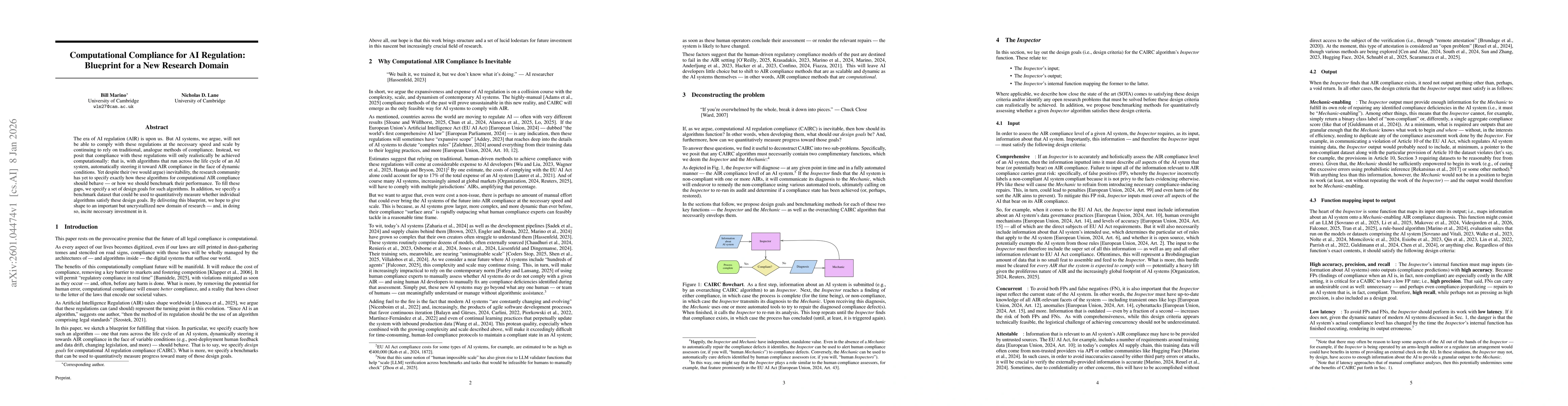 Thumbnail for Computational Compliance for AI Regulation: Blueprint for a New Research Domain