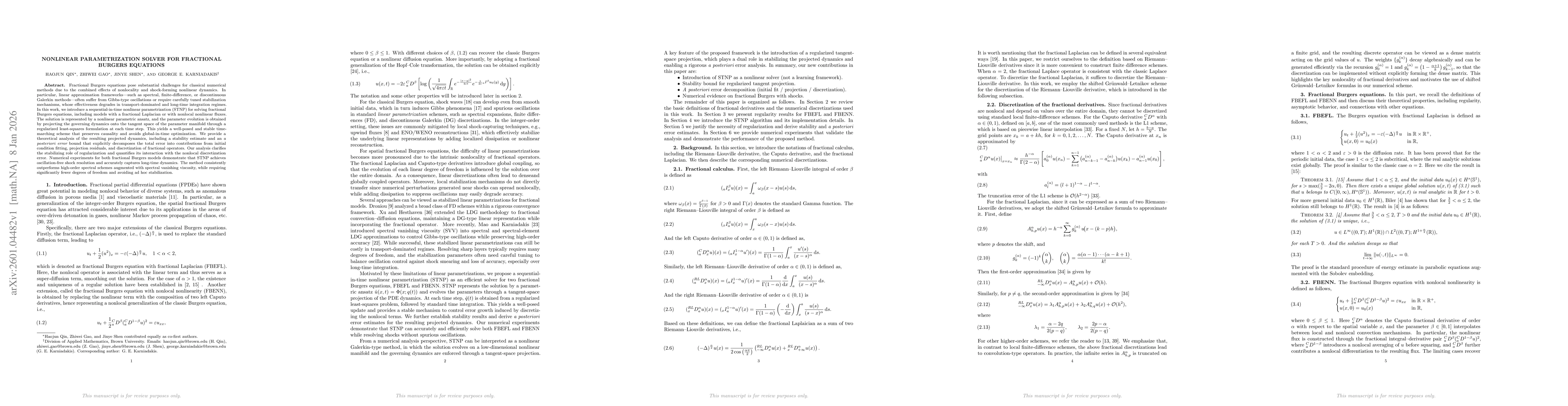 Thumbnail for Nonlinear parametrization solver for fractional Burgers equations