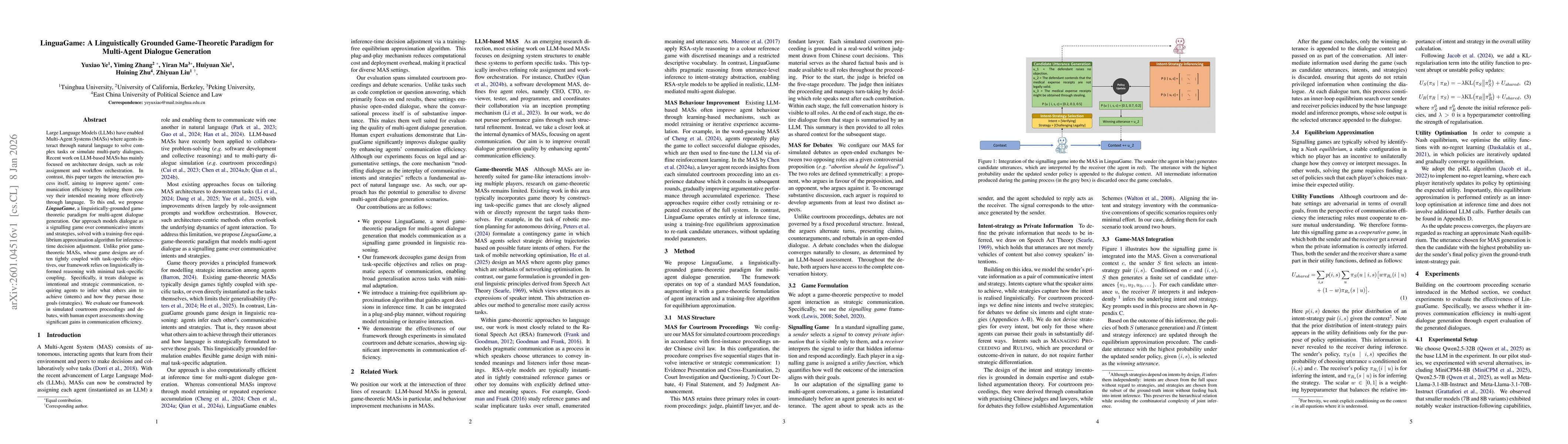 Thumbnail for LinguaGame: A Linguistically Grounded Game-Theoretic Paradigm for Multi-Agent Dialogue Generation