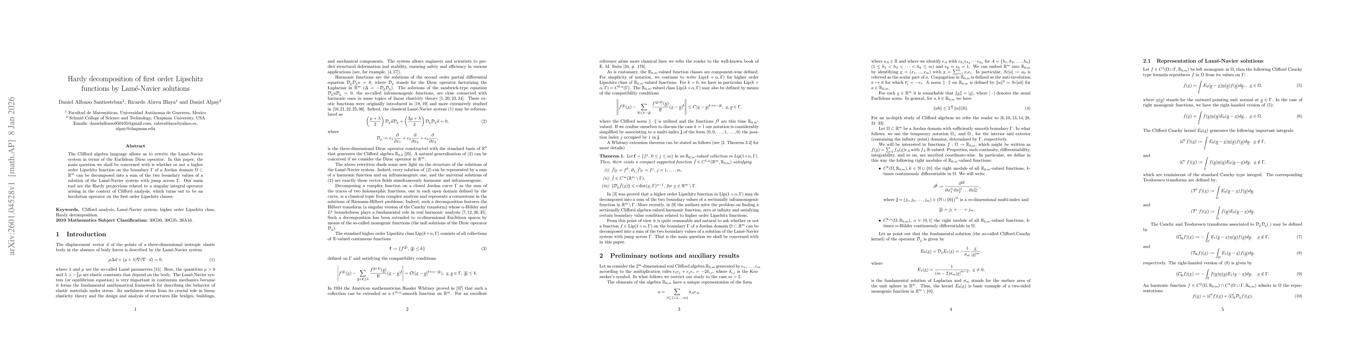 Thumbnail for Hardy decomposition of first order Lipschitz functions by Lamé-Navier solutions