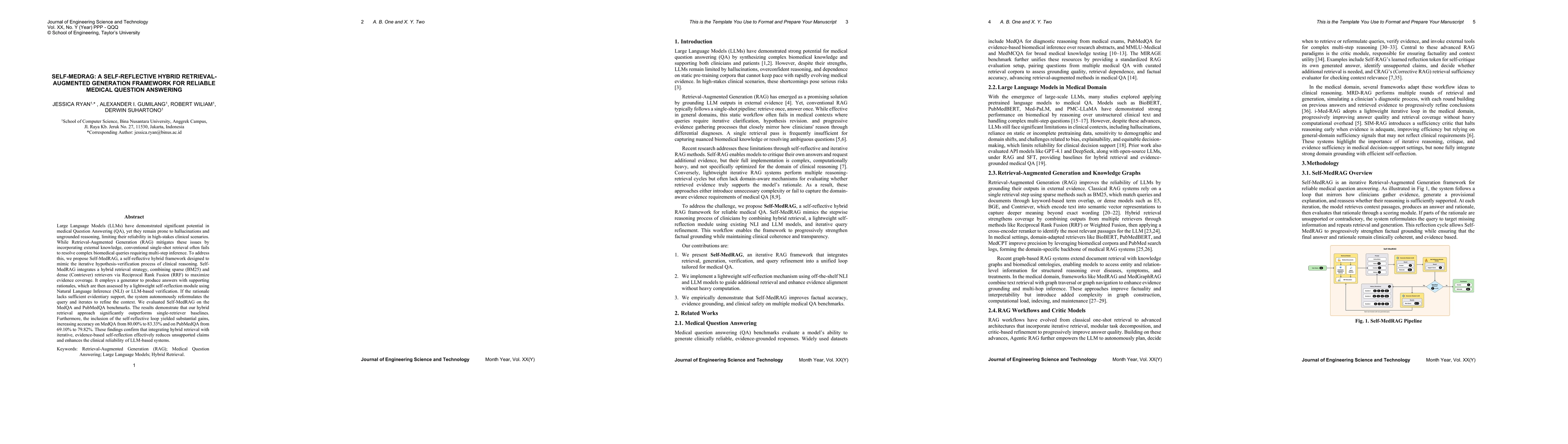 Thumbnail for Self-MedRAG: a Self-Reflective Hybrid Retrieval-Augmented Generation Framework for Reliable Medical Question Answering