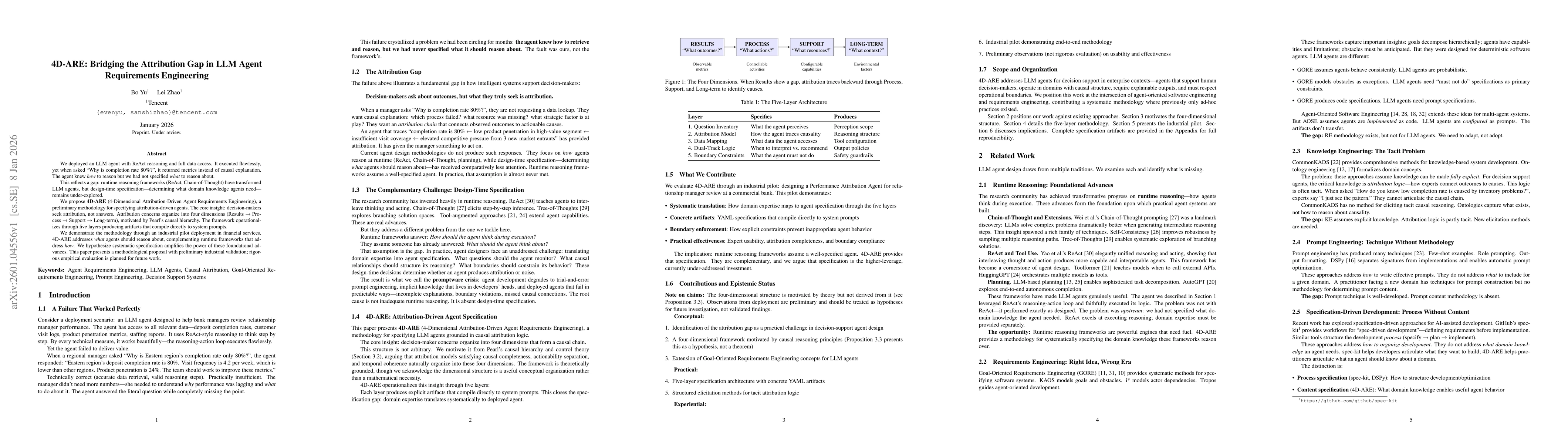 Thumbnail for 4D-ARE: Bridging the Attribution Gap in LLM Agent Requirements Engineering