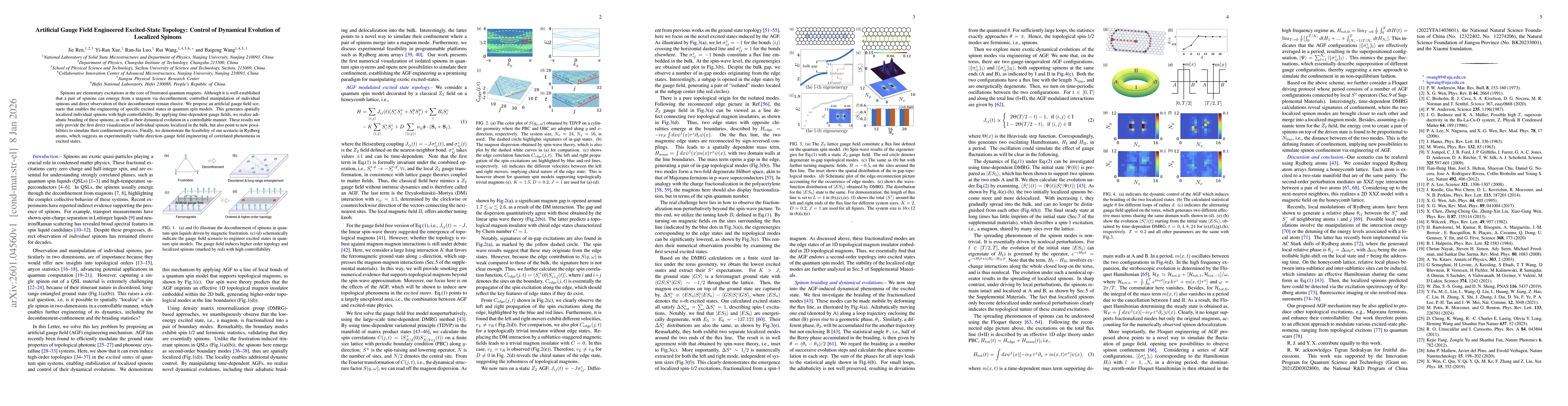 Thumbnail for Artificial Gauge Field Engineered Excited-State Topology: Control of Dynamical Evolution of Localized Spinons