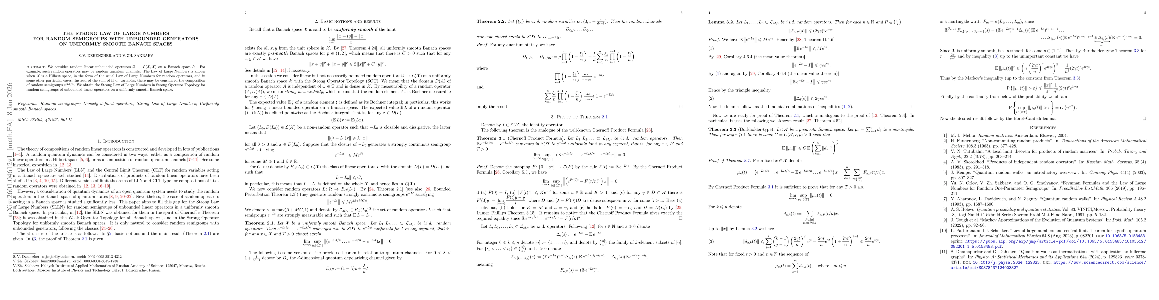 Thumbnail for The Strong Law of Large Numbers for random semigroups with unbounded generators on uniformly smooth Banach spaces