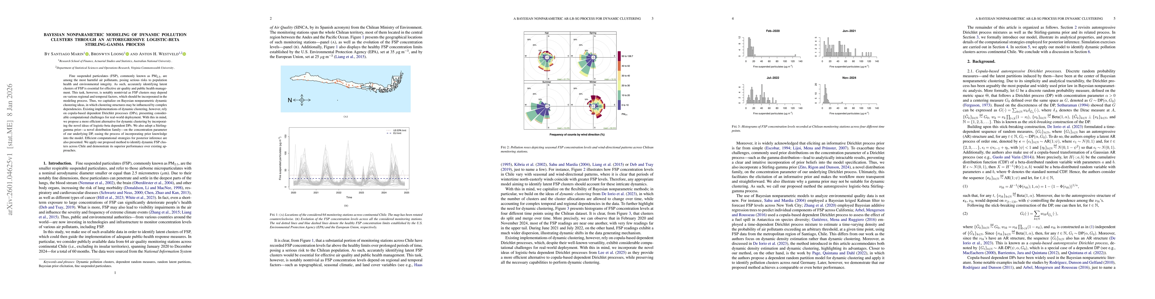 Thumbnail for Bayesian nonparametric modeling of dynamic pollution clusters through an autoregressive logistic-beta Stirling-gamma process