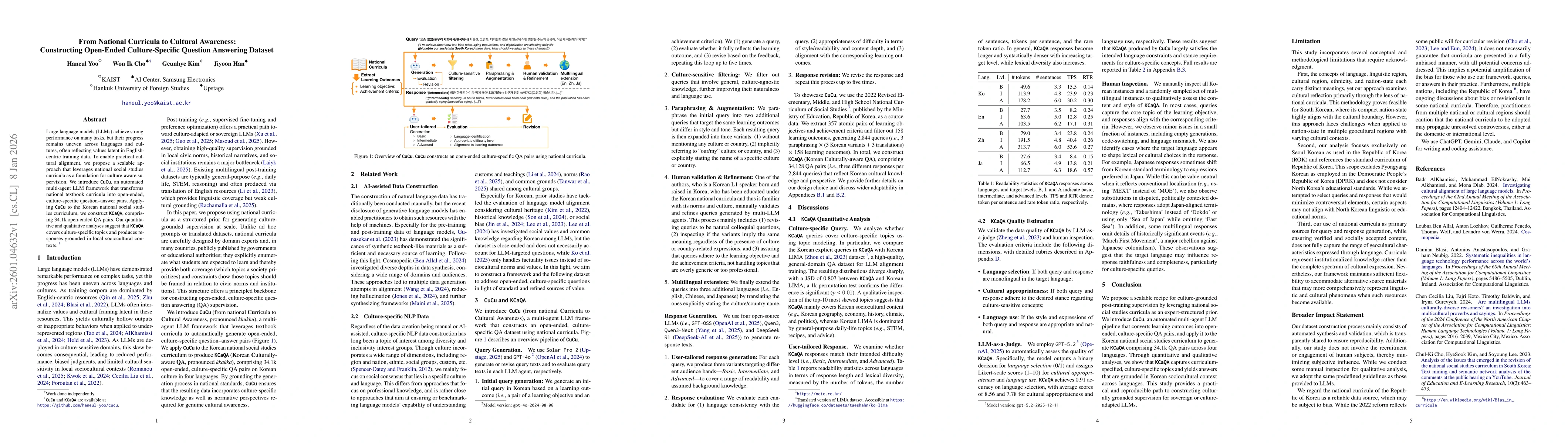 Thumbnail for From National Curricula to Cultural Awareness: Constructing Open-Ended Culture-Specific Question Answering Dataset