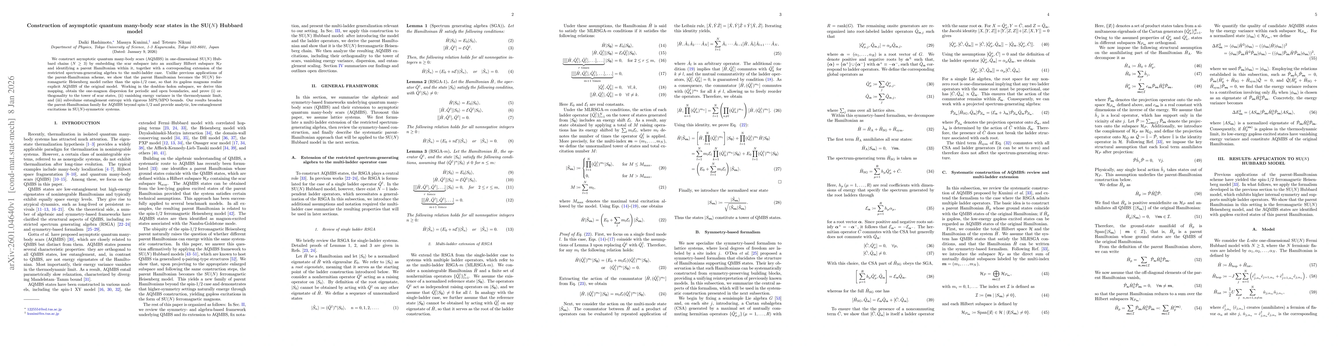 Thumbnail for Construction of asymptotic quantum many-body scar states in the SU($N$) Hubbard model