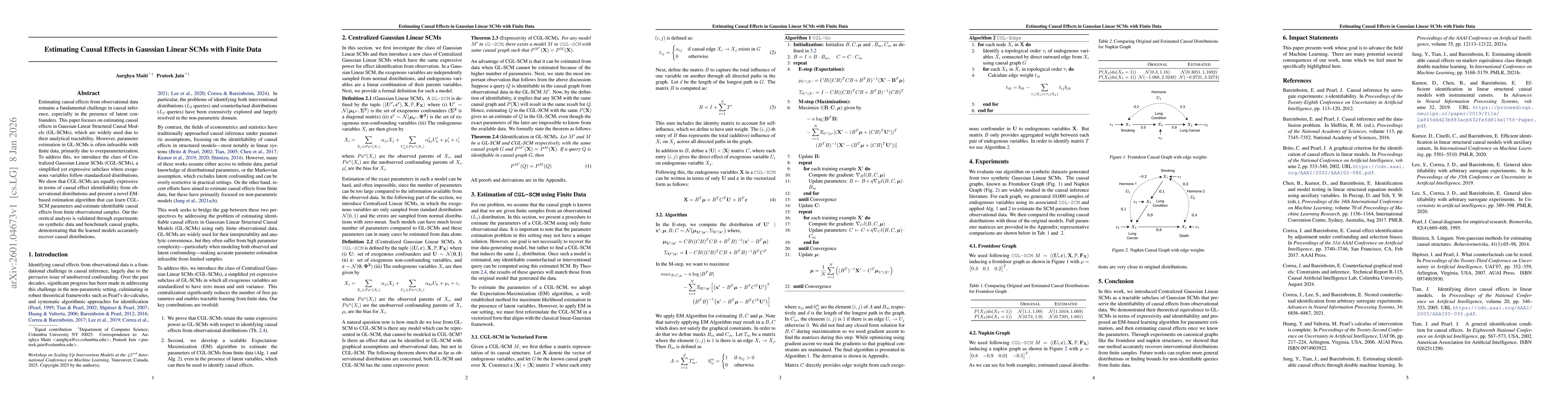 Thumbnail for Estimating Causal Effects in Gaussian Linear SCMs with Finite Data