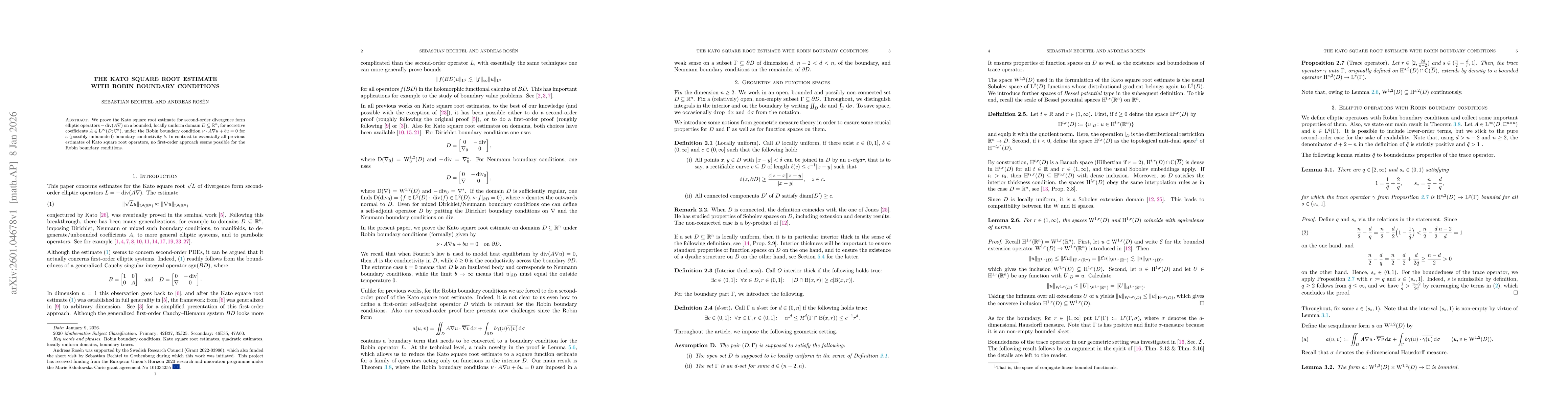 Thumbnail for The Kato square root estimate with Robin boundary conditions