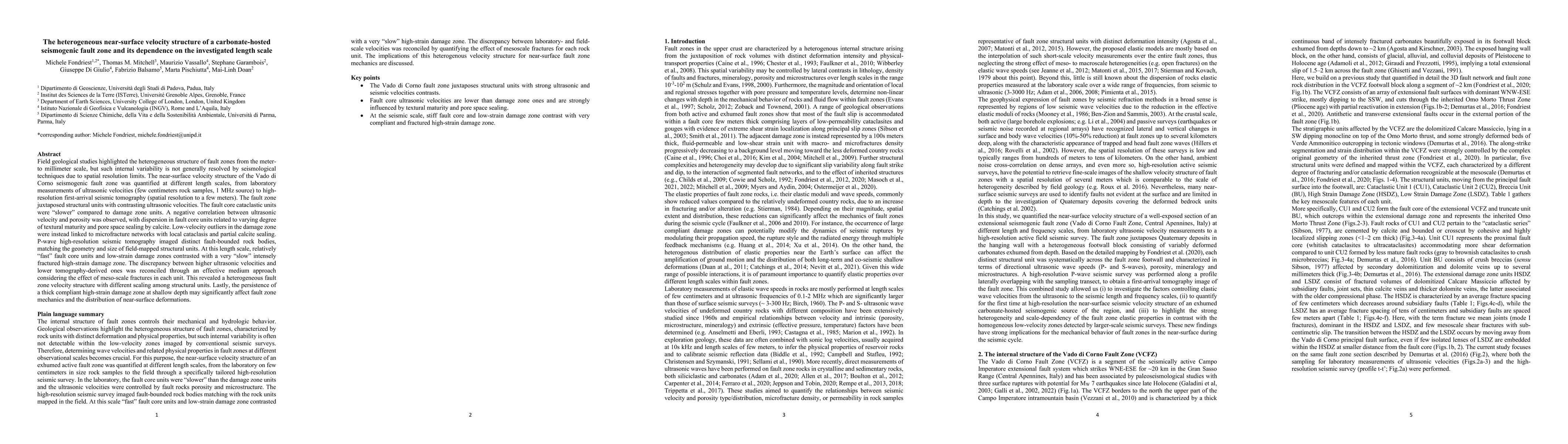 Thumbnail for The heterogeneous near-surface velocity structure of a carbonate-hosted seismogenic fault zone and its dependence on the investigated length scale
