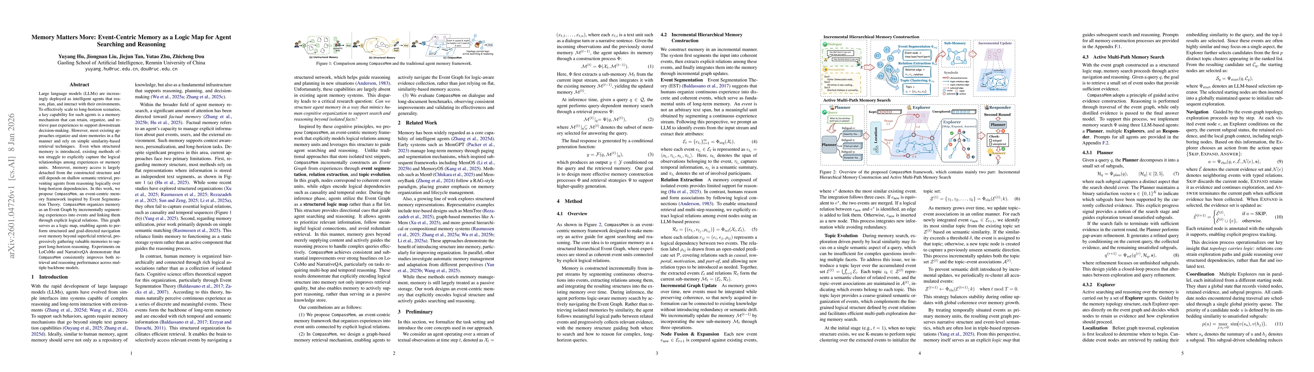 Thumbnail for Memory Matters More: Event-Centric Memory as a Logic Map for Agent Searching and Reasoning