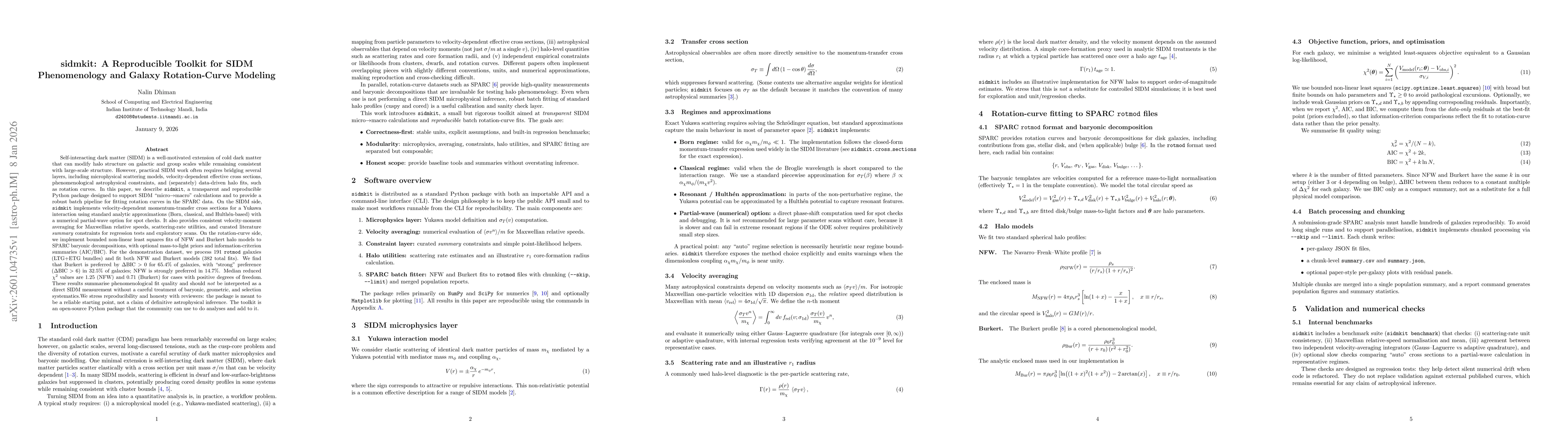 Thumbnail for sidmkit: A Reproducible Toolkit for SIDM Phenomenology and Galaxy Rotation-Curve Modeling