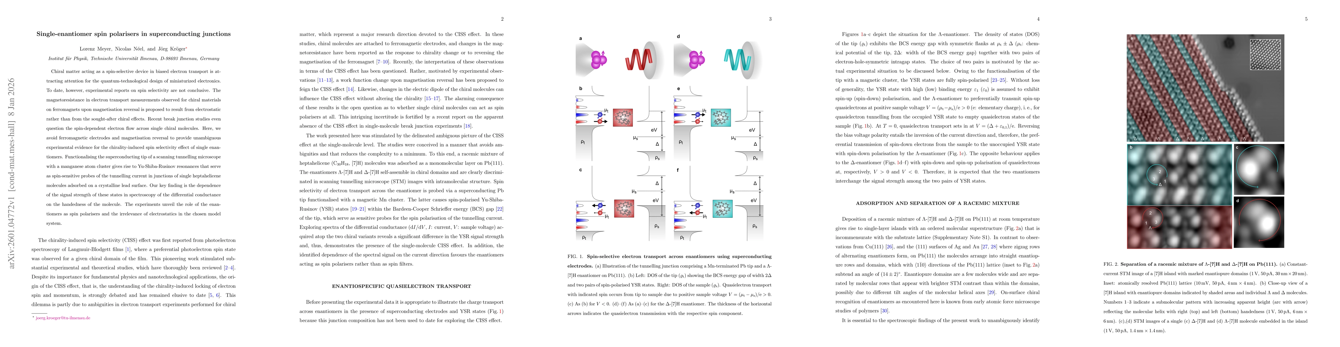 Thumbnail for Single-enantiomer spin polarisers in superconducting junctions