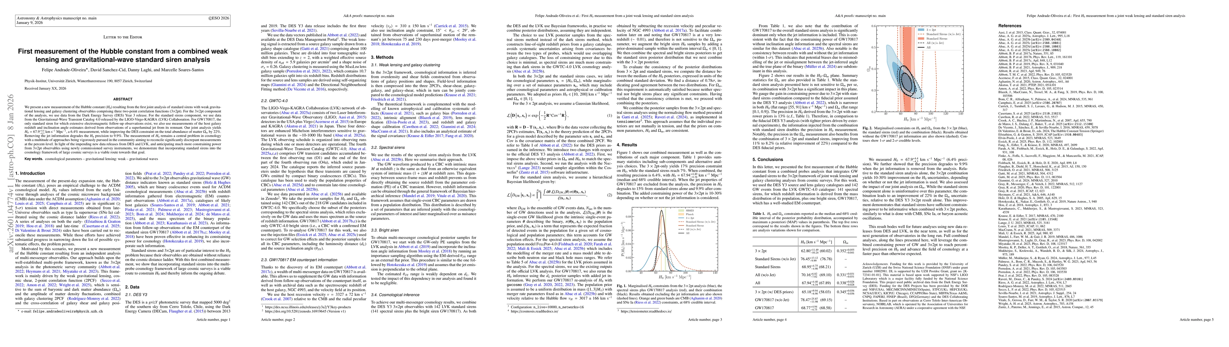 Thumbnail for First measurement of the Hubble constant from a combined weak lensing and gravitational-wave standard siren analysis