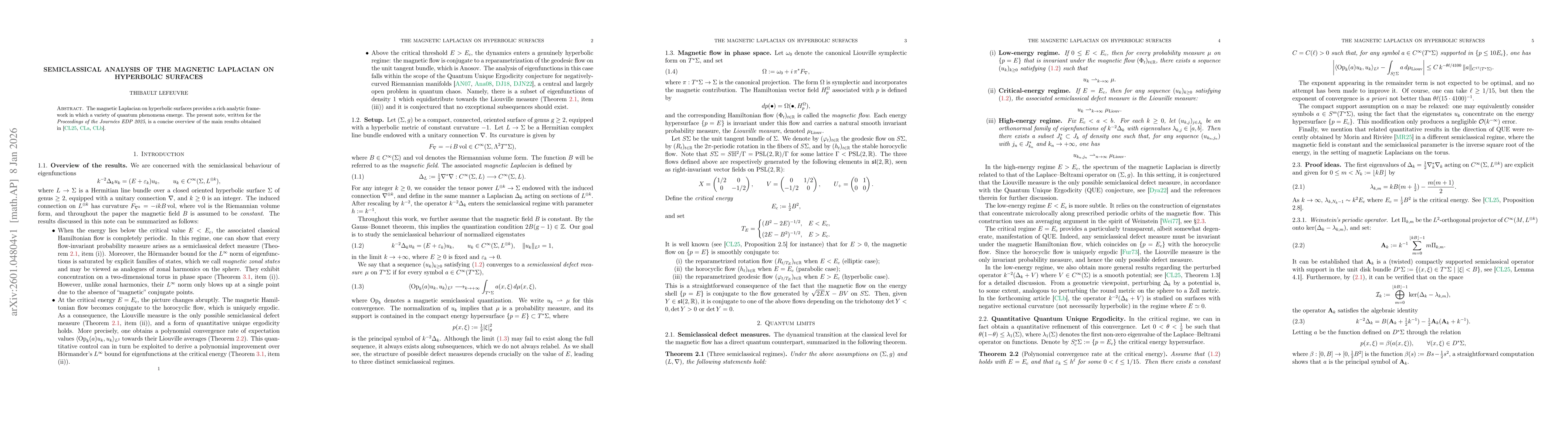 Thumbnail for Semiclassical analysis of the magnetic Laplacian on hyperbolic surfaces