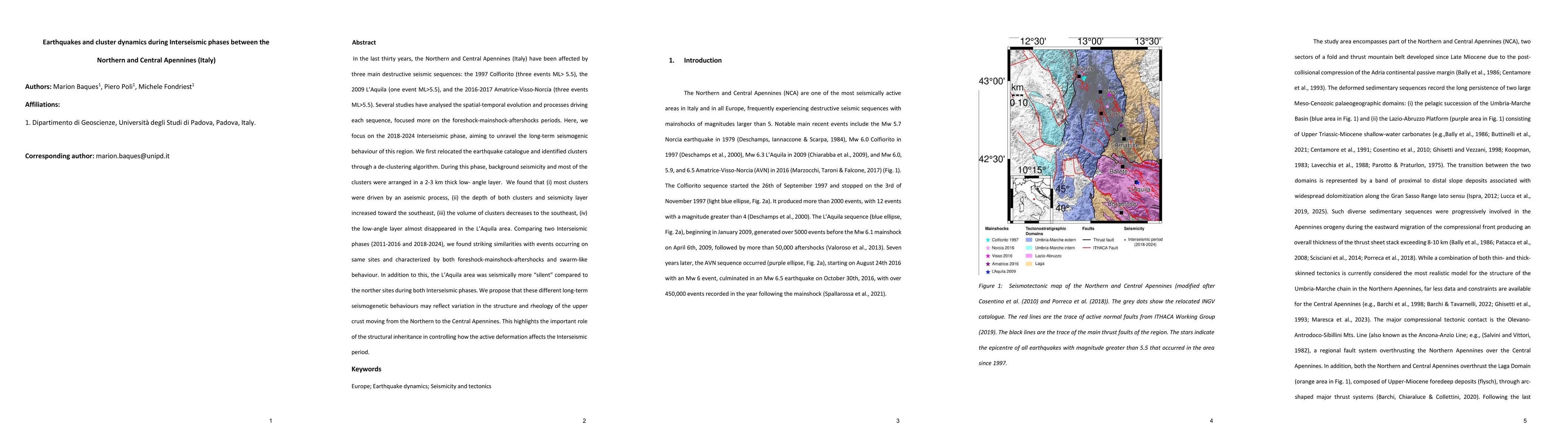 Thumbnail for Earthquakes and cluster dynamics during Interseismic phases between the Northern and Central Apennines (Italy)