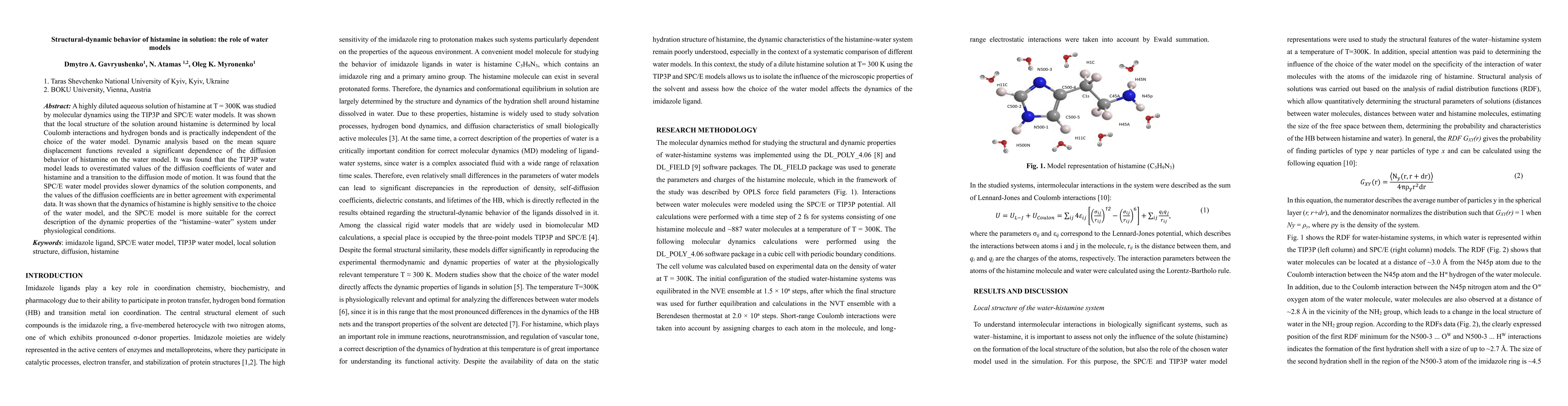 Thumbnail for Structural-dynamic behavior of histamine in solution: the role of water models