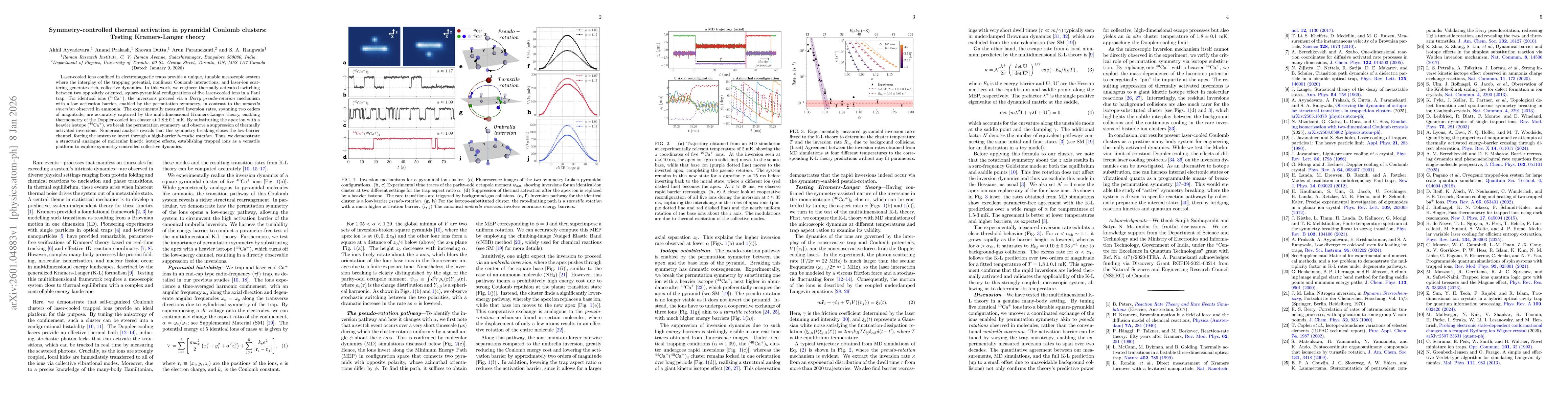 Thumbnail for Symmetry-controlled thermal activation in pyramidal Coulomb clusters: Testing Kramers-Langer theory