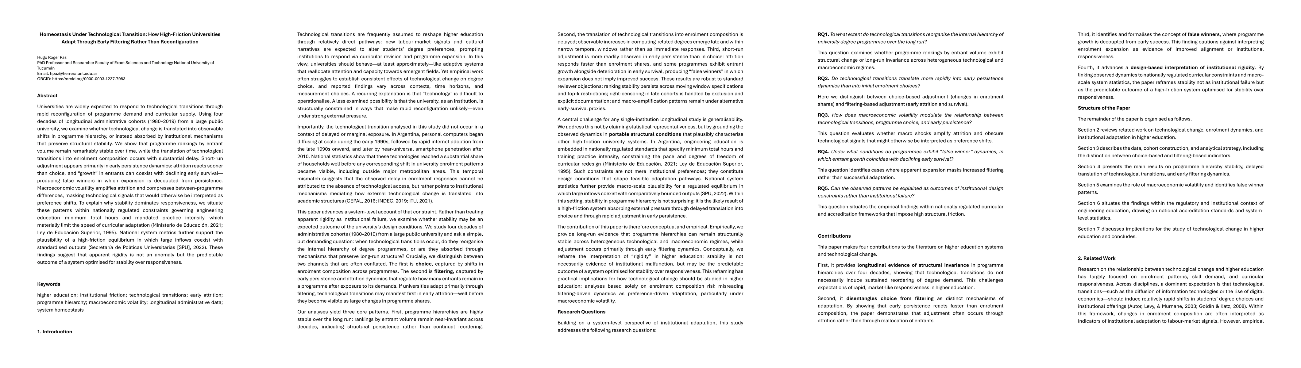 Thumbnail for Homeostasis Under Technological Transition: How High-Friction Universities Adapt Through Early Filtering Rather Than Reconfiguration