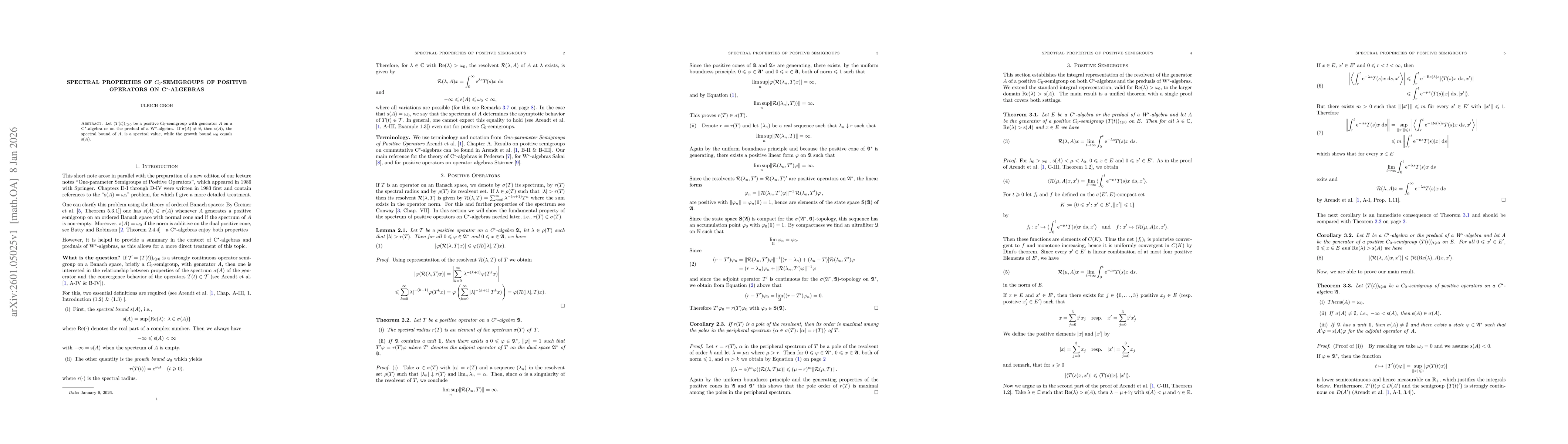 Thumbnail for Spectral Properties of $ C_{0}$-Semigroups of Positive Operators on C$^*$-Algebras