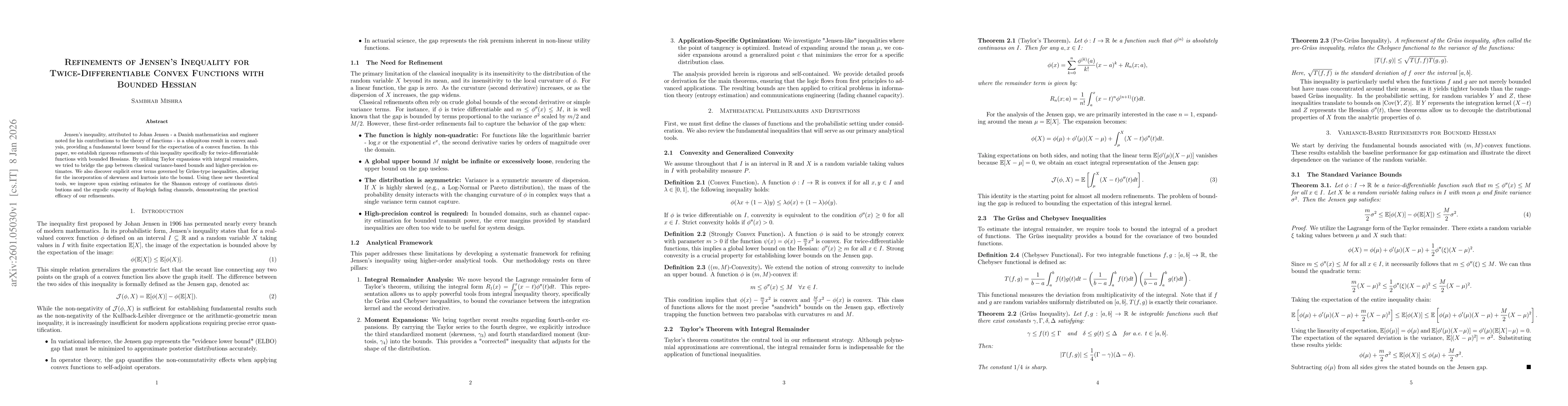 Thumbnail for Refinements of Jensen's Inequality for Twice-Differentiable Convex Functions with Bounded Hessian