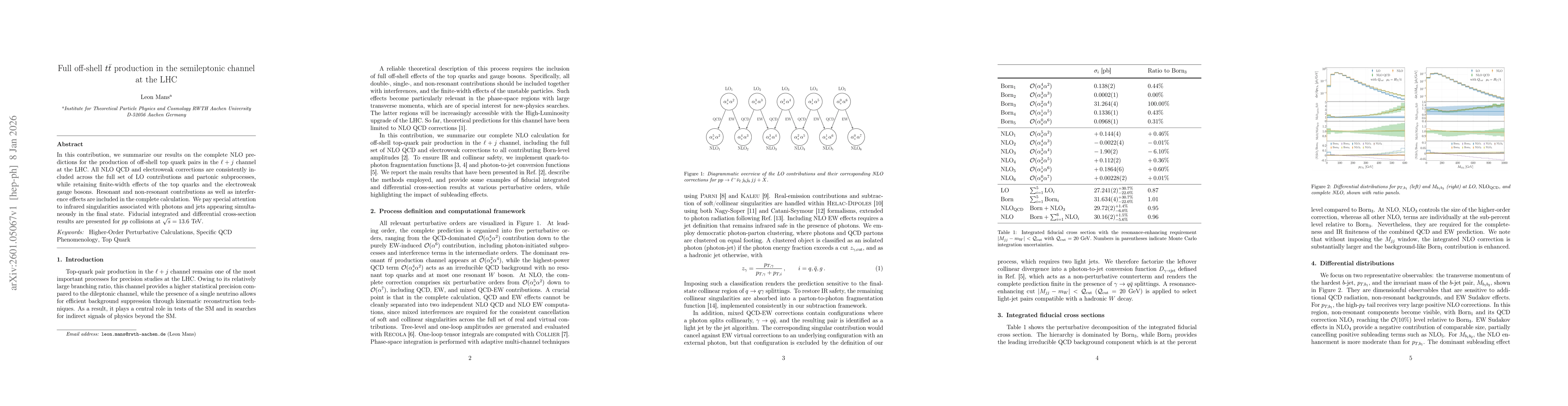 Thumbnail for Full off-shell $t\bar{t}$ production in the semileptonic channel at the LHC