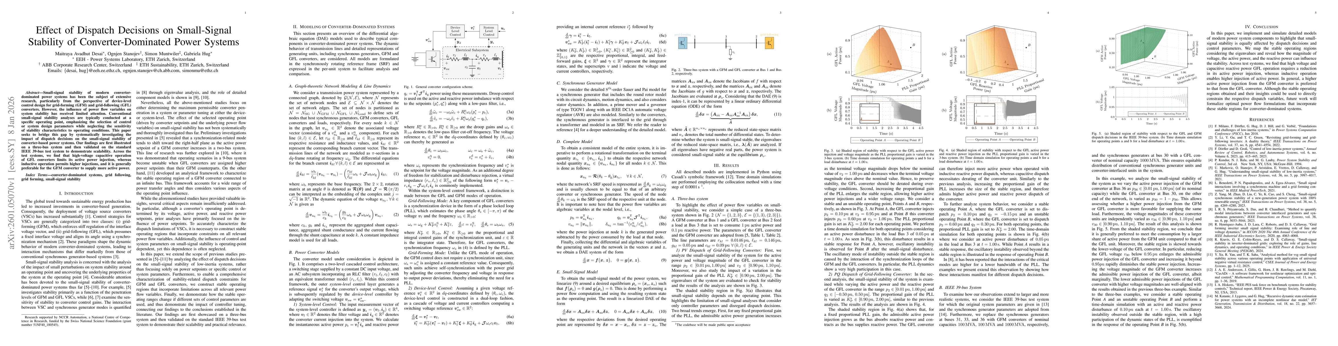 Thumbnail for Effect of Dispatch Decisions on Small-Signal Stability of Converter-Dominated Power Systems