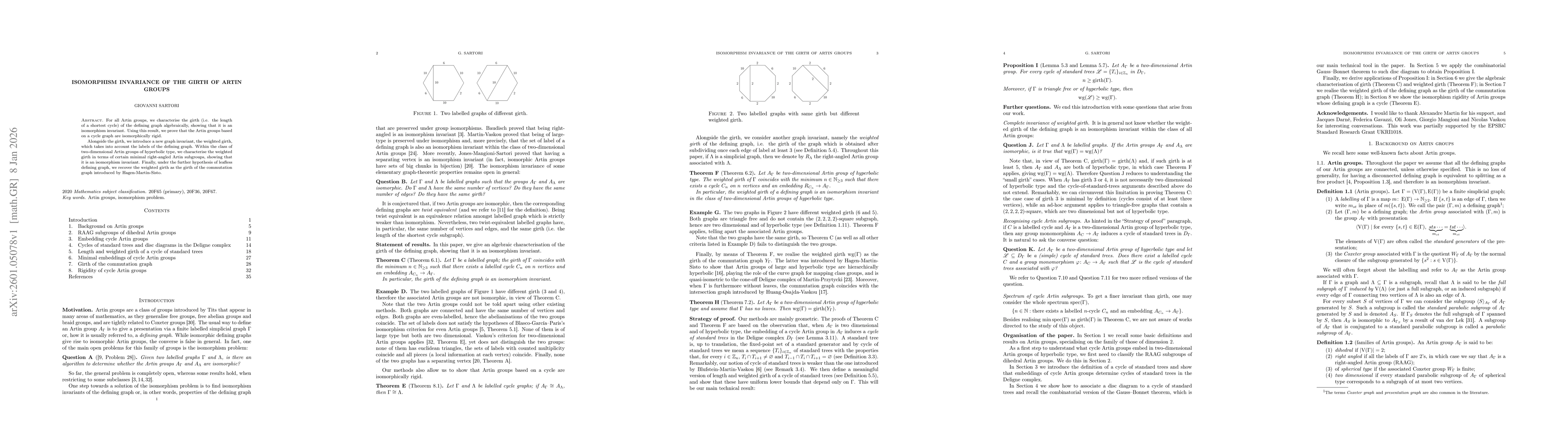 Thumbnail for Isomorphism invariance of the girth of Artin groups