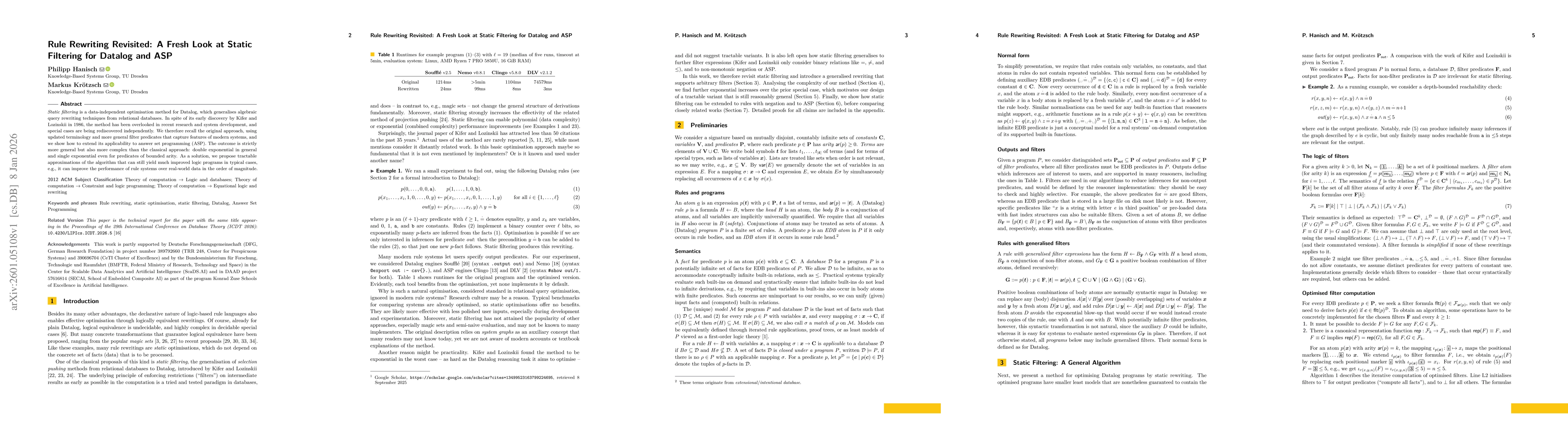 Thumbnail for Rule Rewriting Revisited: A Fresh Look at Static Filtering for Datalog and ASP