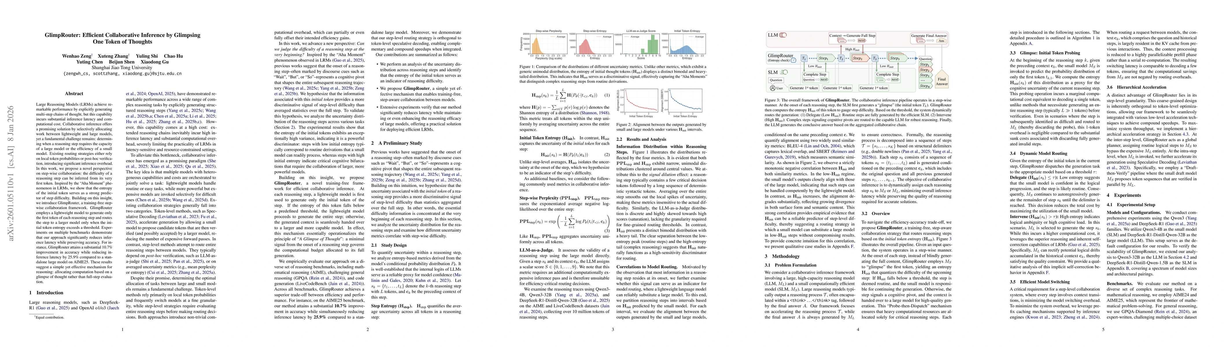 Thumbnail for GlimpRouter: Efficient Collaborative Inference by Glimpsing One Token of Thoughts