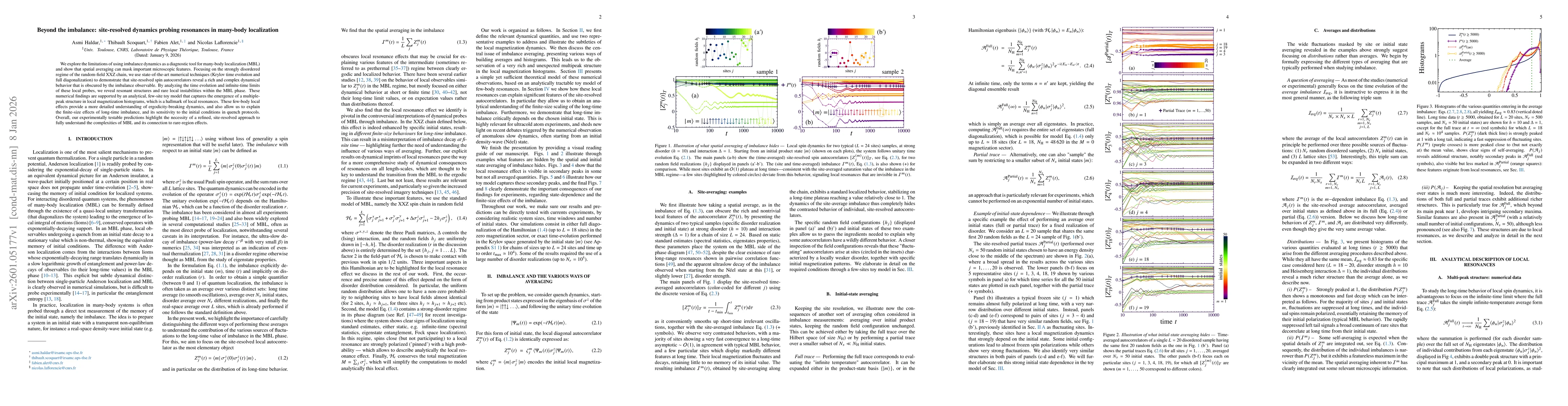 Thumbnail for Beyond the imbalance: site-resolved dynamics probing resonances in many-body localization