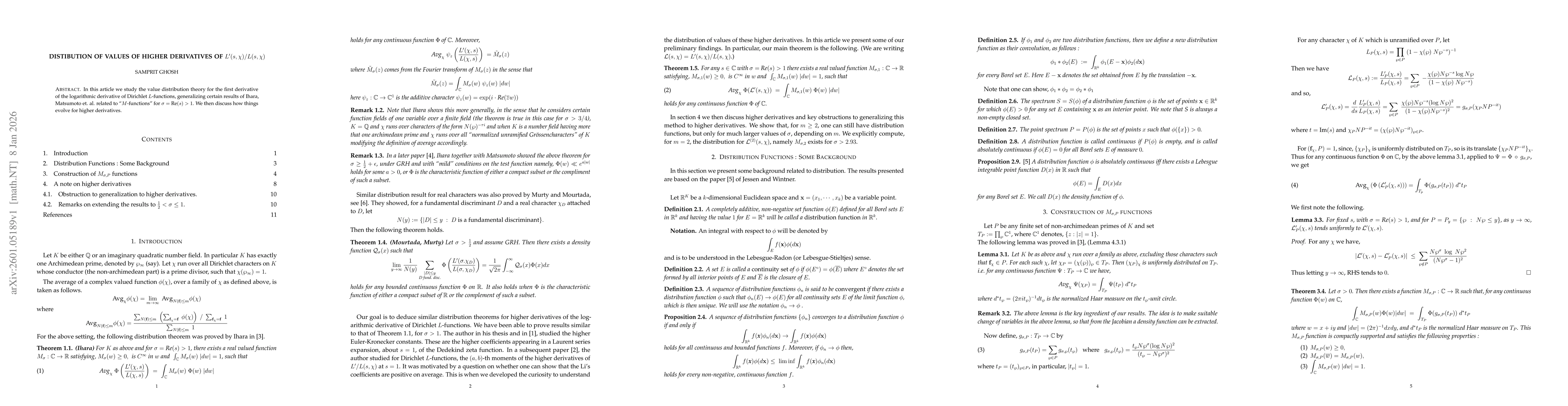 Thumbnail for Distibution of values of higher derivatives of $L'(s,χ)/L(s,χ)$