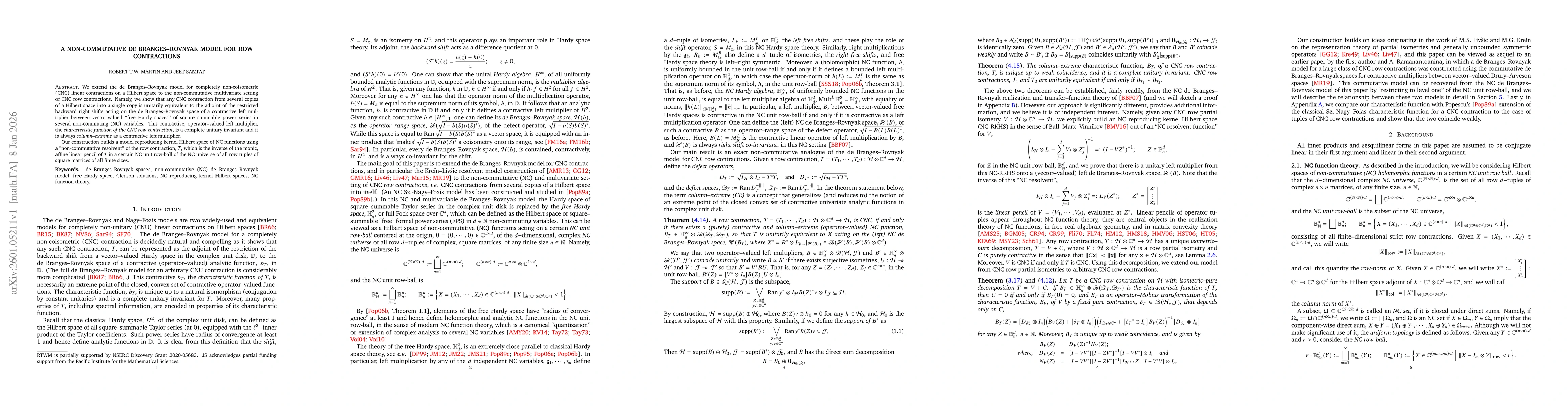 Thumbnail for A non-commutative de Branges-Rovnyak model for row contractions