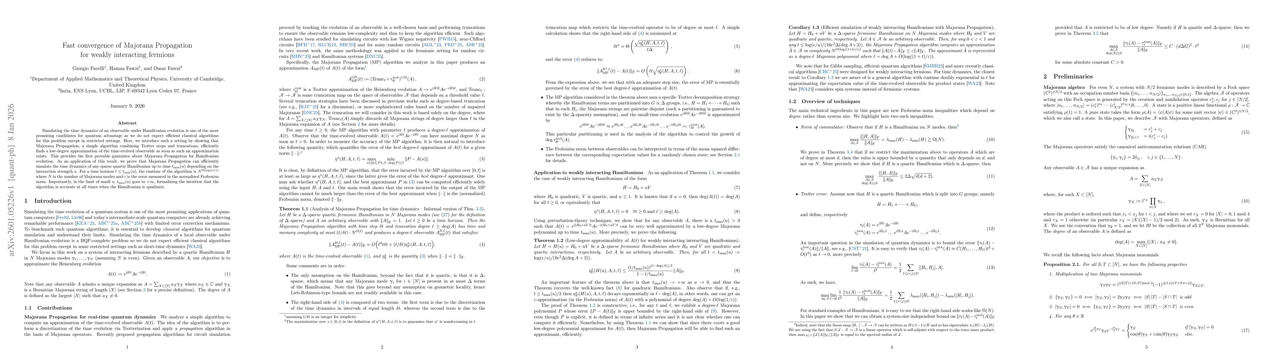 Thumbnail for Fast convergence of Majorana Propagation for weakly interacting fermions