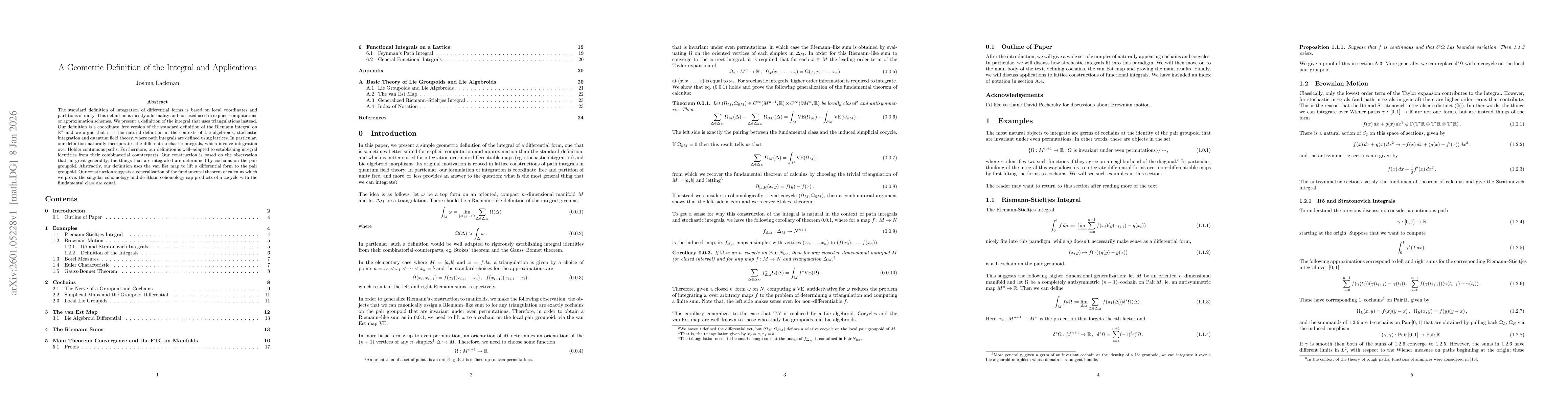 Thumbnail for A Geometric Definition of the Integral and Applications