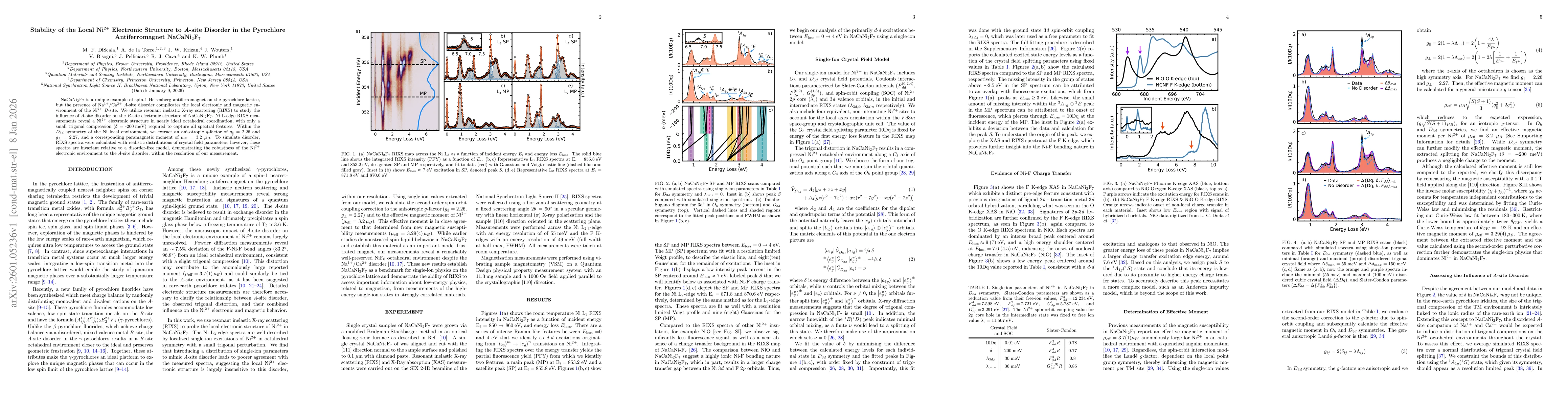 Thumbnail for Stability of the Local Ni$^{2+}$ Electronic Structure to $A$-site Disorder in the Pyrochlore Antiferromagnet NaCaNi$_2$F$_7$