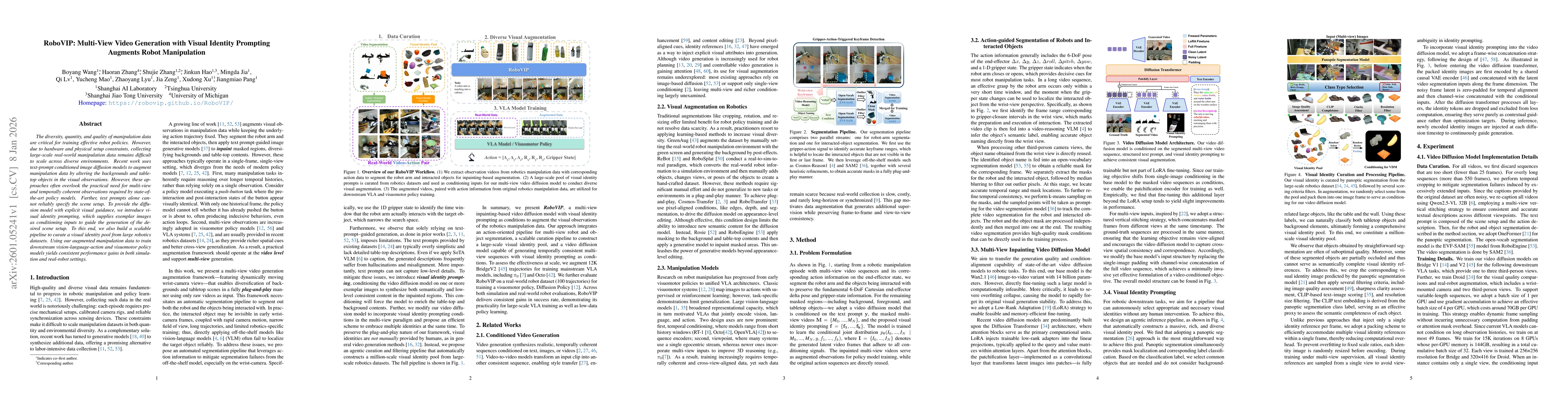 Thumbnail for RoboVIP: Multi-View Video Generation with Visual Identity Prompting Augments Robot Manipulation