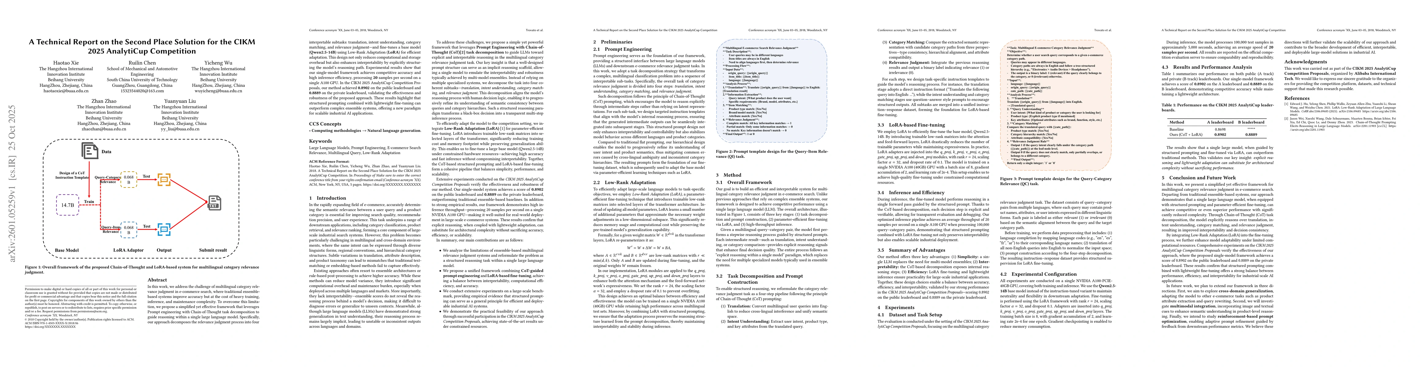 Thumbnail for A Technical Report on the Second Place Solution for the CIKM 2025 AnalytiCup Competition