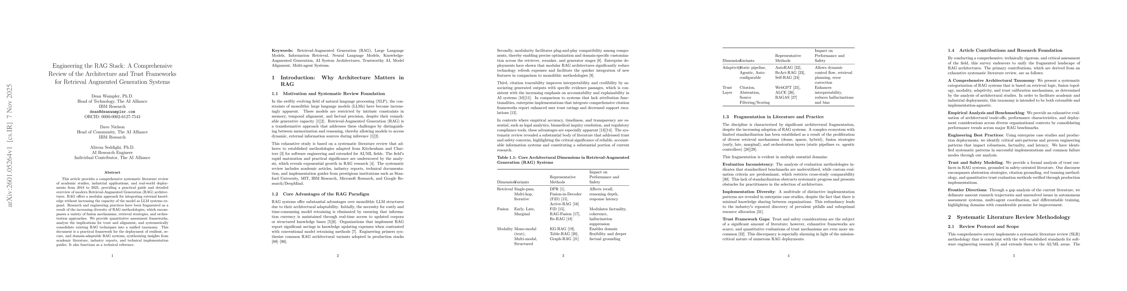 Thumbnail for Engineering the RAG Stack: A Comprehensive Review of the Architecture and Trust Frameworks for Retrieval-Augmented Generation Systems