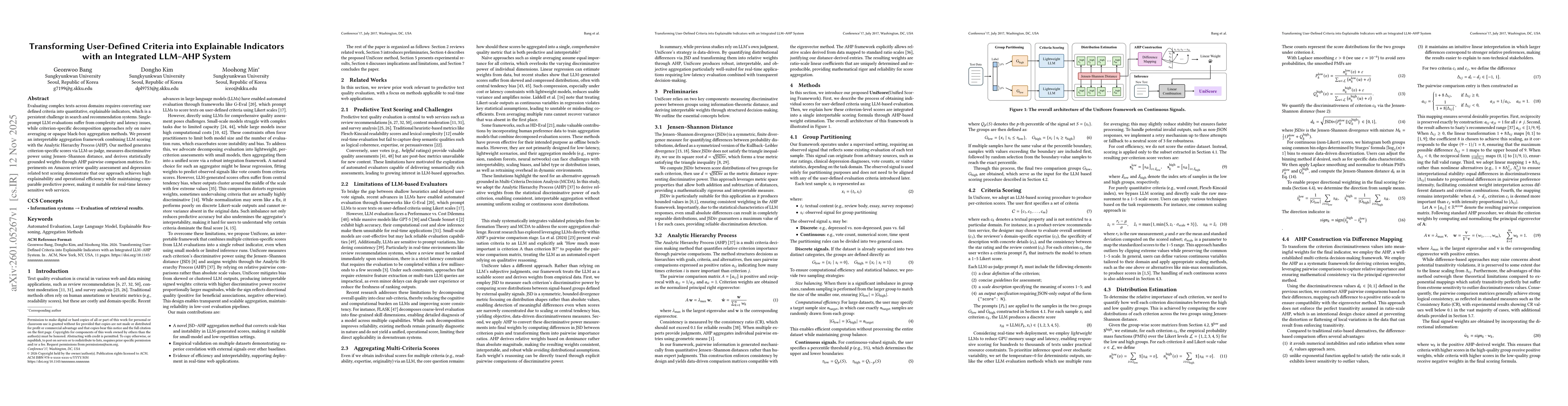 Thumbnail for Transforming User Defined Criteria into Explainable Indicators with an Integrated LLM AHP System