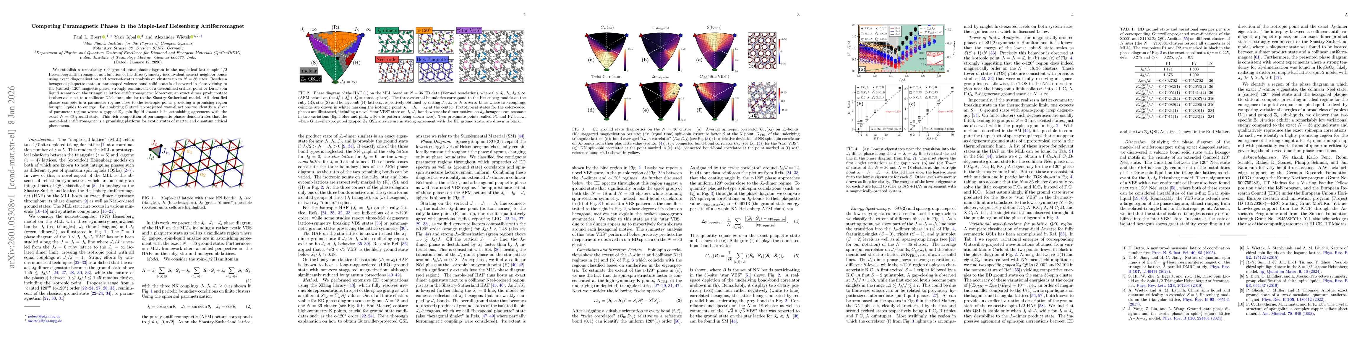 Thumbnail for Competing Paramagnetic Phases in the Maple-Leaf Heisenberg Antiferromagnet