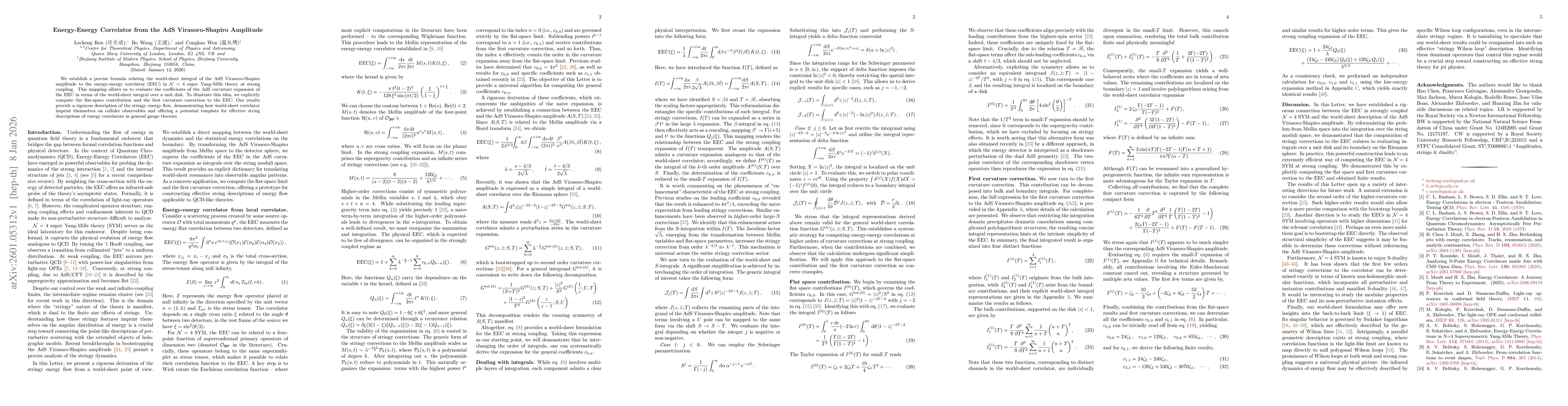 Thumbnail for Energy-Energy Correlator from the AdS Virasoro-Shapiro Amplitude
