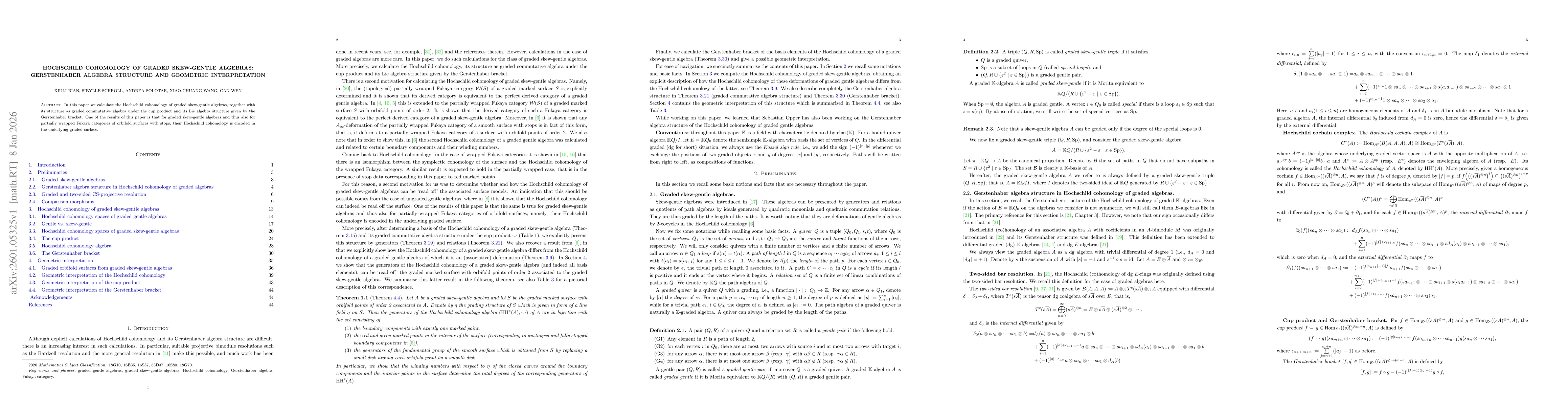 Thumbnail for Hochschild cohomology of graded skew-gentle algebras: Gerstenhaber algebra structure and geometric interpretation