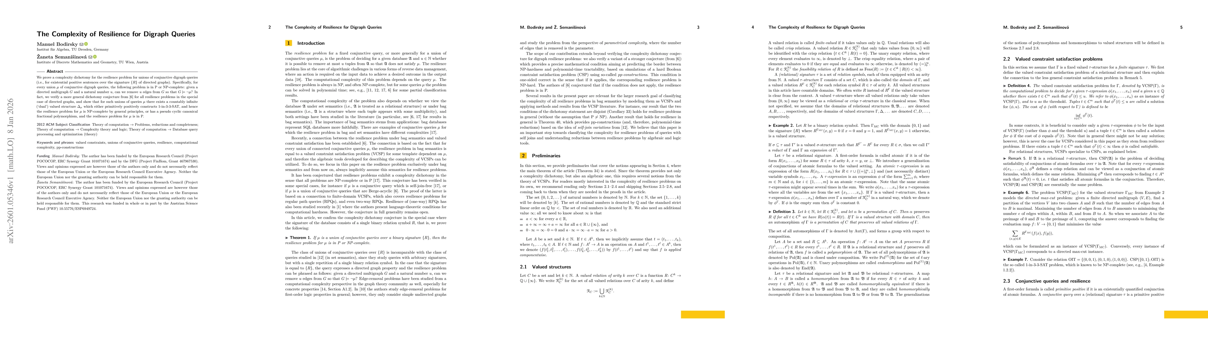 Thumbnail for The Complexity of Resilience for Digraph Queries