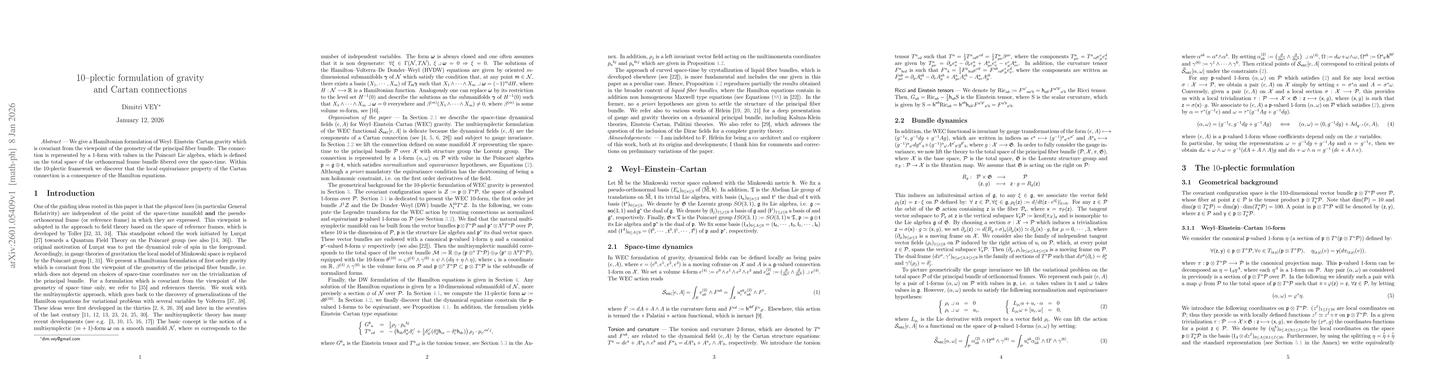 Thumbnail for 10-plectic formulation of gravity and Cartan connections
