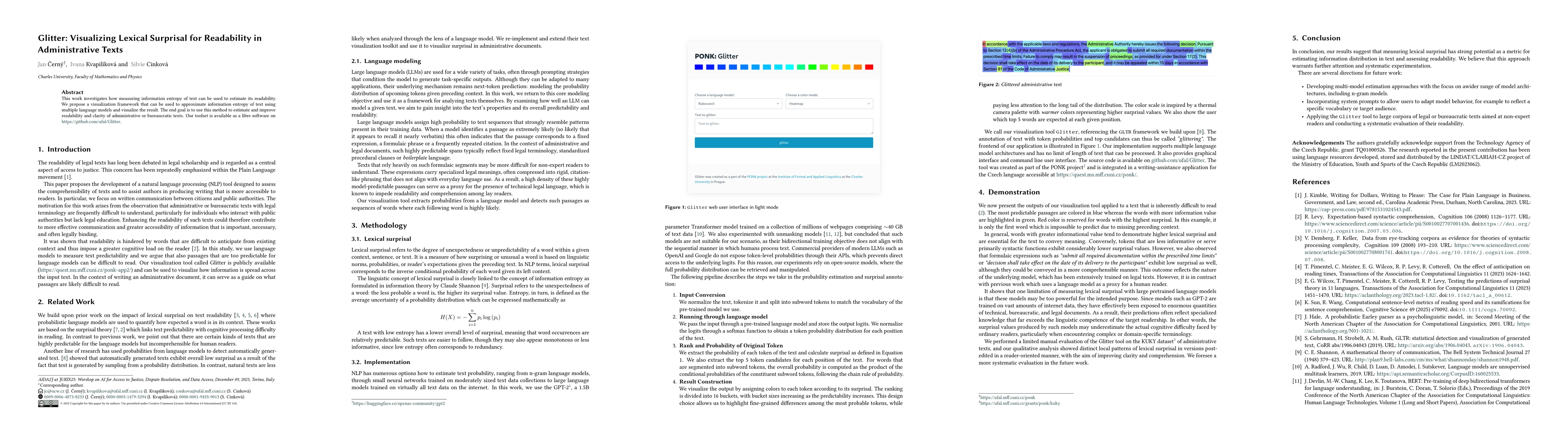 Thumbnail for Glitter: Visualizing Lexical Surprisal for Readability in Administrative Texts