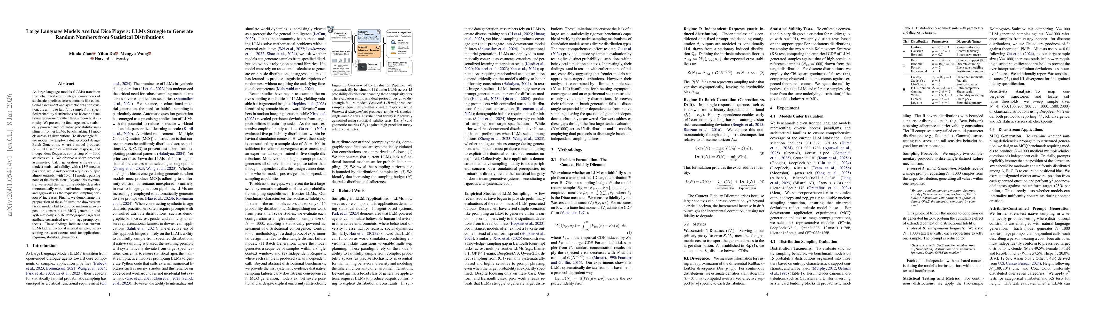 Thumbnail for Large Language Models Are Bad Dice Players: LLMs Struggle to Generate Random Numbers from Statistical Distributions