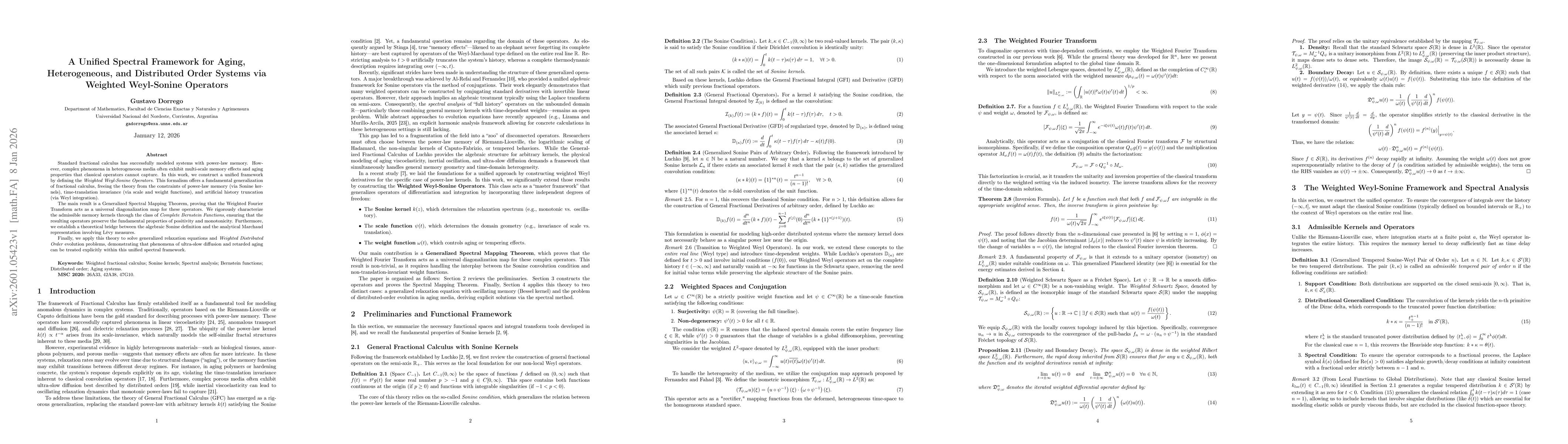 Thumbnail for A Unified Spectral Framework for Aging, Heterogeneous, and Distributed Order Systems via Weighted Weyl-Sonine Operators